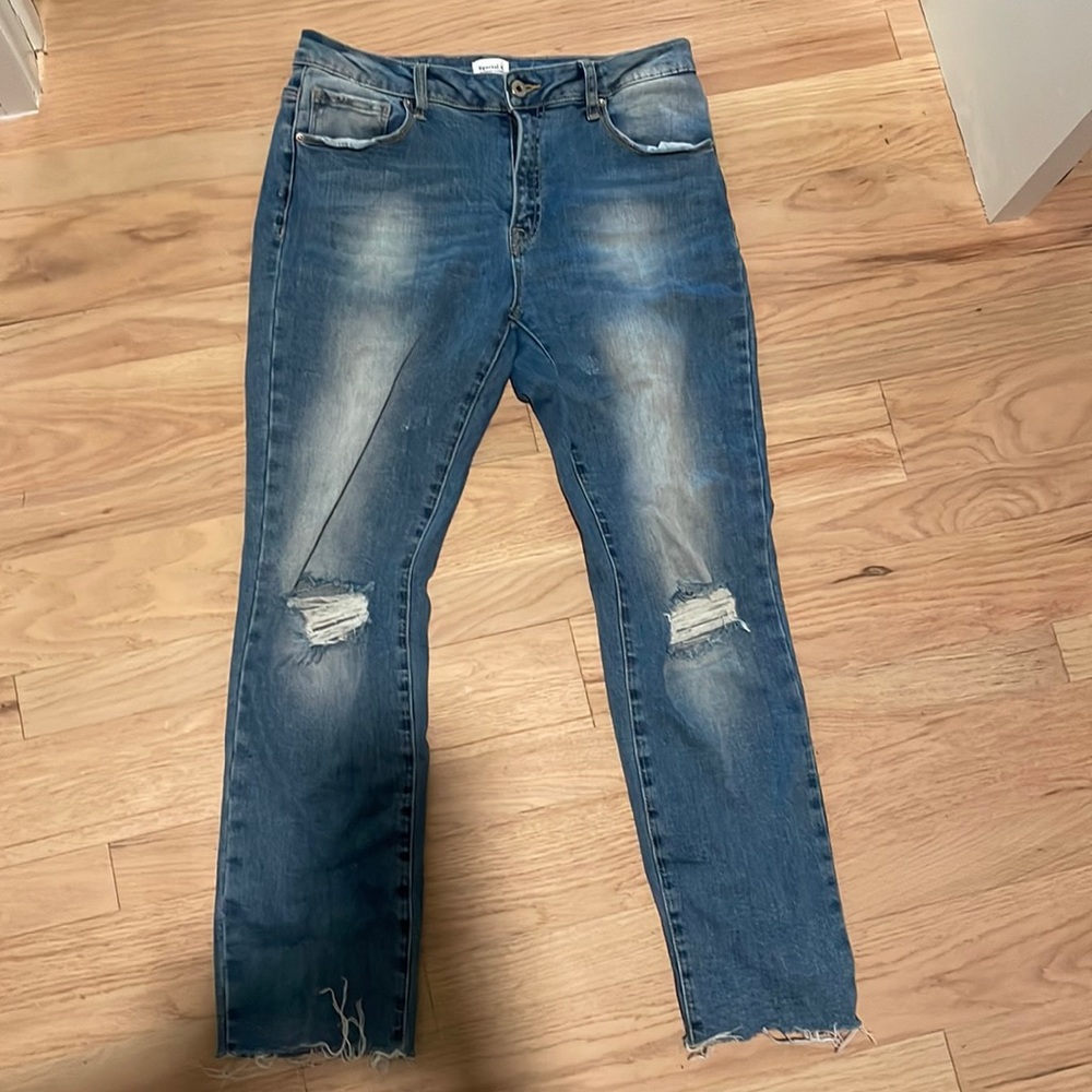 Vici Right Place Right Time Mid Rise Distressed Denim